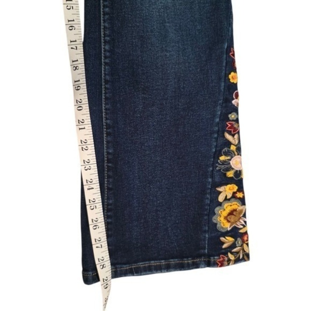 Blue Savvy High Rise Flare Wide Leg Embroidered Western Stretch Jeans Plus Size - Picture 11 of 16
